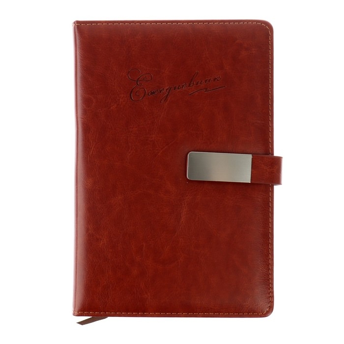 Ежедневник недатированный А5, 140 листов в клетку, с хлястиком, обложка кожзам, МИКС