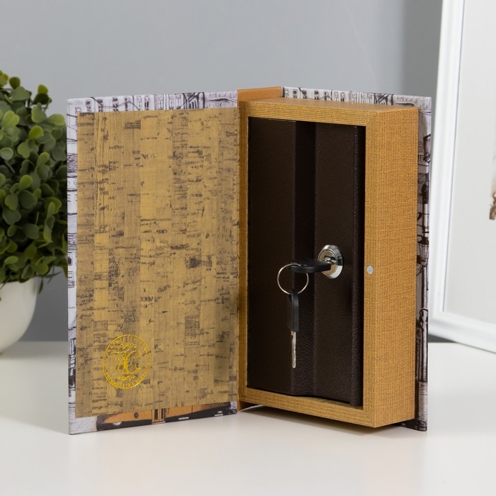 Сейф-книга дерево, кожзам "Жёлтый трамвайчик" 21х13х5 см