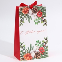 Пакет подарочный новогодний с лентой &laquo;Новогодняя пора&raquo;, 13 х 23 х 7 см, Новый год