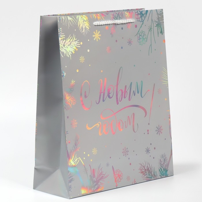 Пакет голографический вертикальный &laquo;Яркого Нового Года&raquo;, 26 х 30 х 9 см