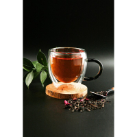 Чашка стеклянная с двойными стенками Magistro «Адель», 200 мл, цвет чёрный Чашка стеклянная с двойными стенками Magistro «Адель», 200 мл, цвет чёрный