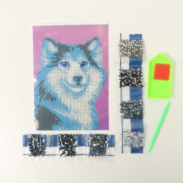 Алмазная мозаика с частичным заполнением на холсте &laquo;Хаски&raquo;, 15 х 21 см