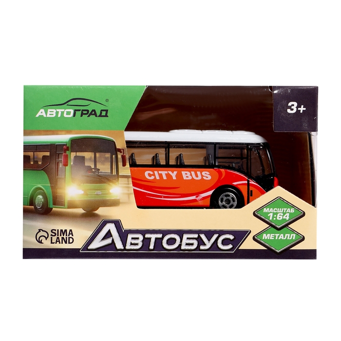 Автобус металлический &laquo;Междугородний&raquo;, масштаб 1:64, цвет красный