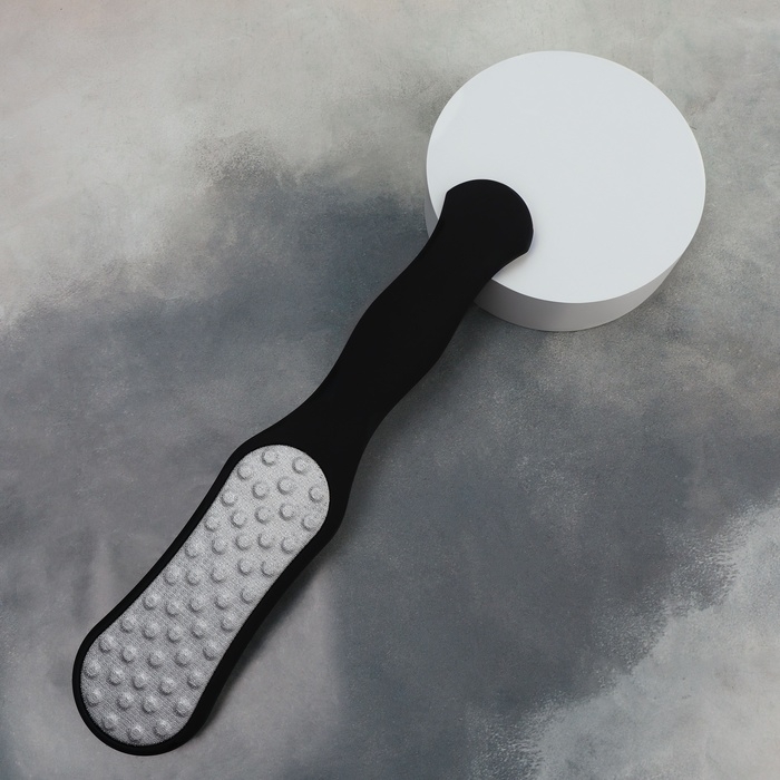 Пилка для ног, лазерная,с прорезиненной ручкой, двусторонняя, 25,8 см, цвет чёрный