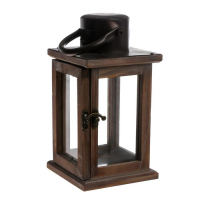 Подсвечник дерево на 1 свечу "Фонарь" коричневый 23х11,5х11,5 см