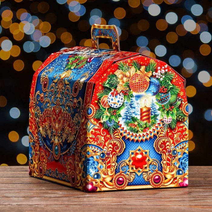 Подарочная коробка "Самоцветы" , Сундук , 28 х 20 х 25 см. Новый год