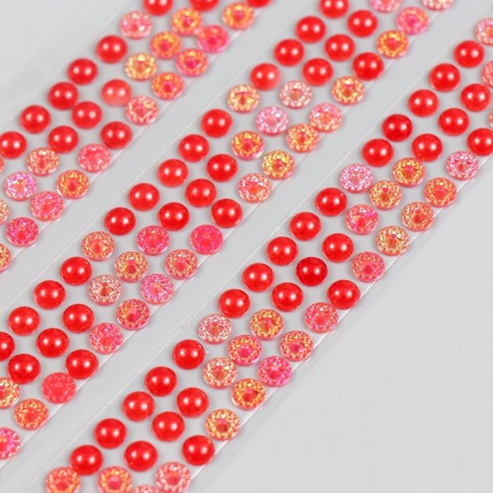 Наклейка пластик стразы Наклейка пластик стразы "Жемчужины и цветочки" МИКС 7х31 см