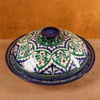 Блинница Риштанская Керамика "Узоры", 24 см, синий микс Блинница Риштанская Керамика "Узоры", 24 см, синий микс