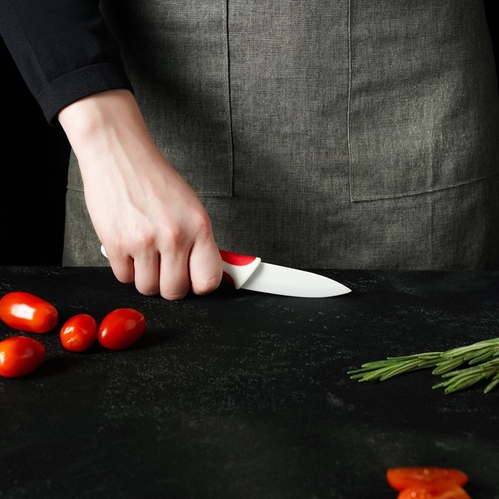 Нож керамический Доляна &laquo;Умелец&raquo;, лезвие 7 см, цвет красный