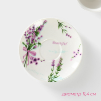 Сервиз фарфоровый кофейный Доляна «Лаванда», 12 предметов: 6 чашек 80 мл, 6 блюдец d=11,5 см, цвет белый Сервиз фарфоровый кофейный Доляна «Лаванда», 12 предметов: 6 чашек 80 мл, 6 блюдец d=11,5 см, цвет белый