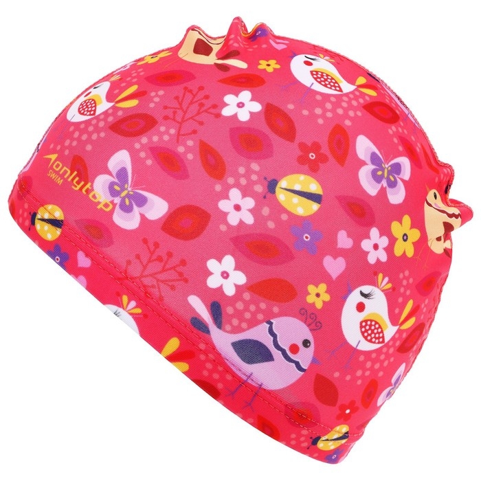 Шапочка для плавания детская ONLYTOP &laquo;Птички&raquo;, тканевая, обхват 46-52 см
