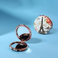 Зеркало складное &laquo;Париж&raquo;, d = 7,5 см, с увеличением, искусственная кожа, цвет бежевый