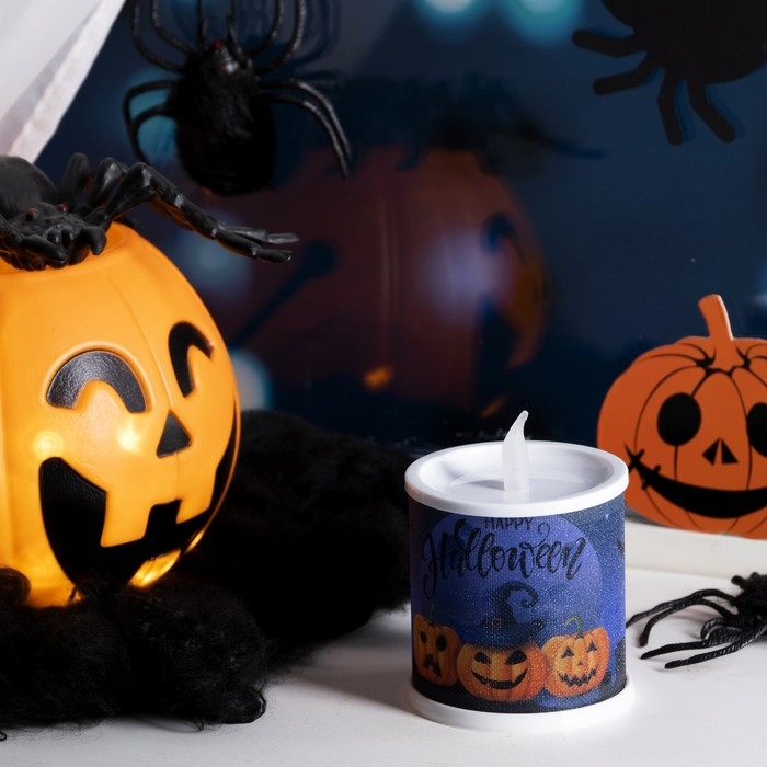 Светодиодная фигура «Свеча с тыквами» 7.5 × 10 × 7.5 см, пластик, батарейки AG13х3 (в комплекте), свечение тёплое белое Светодиодная фигура «Свеча с тыквами» 7.5 × 10 × 7.5 см, пластик, батарейки AG13х3 (в комплекте), свечение тёплое белое