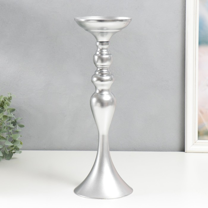 Подсвечник металл на 1 свечу Подсвечник металл на 1 свечу "Изящный" серебристый 38х13х13 см
