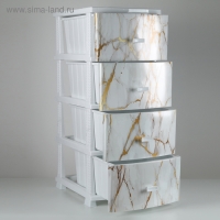 Комод 4-х секционный «Декор. Белый мрамор», белый Комод 4-х секционный «Декор. Белый мрамор», белый