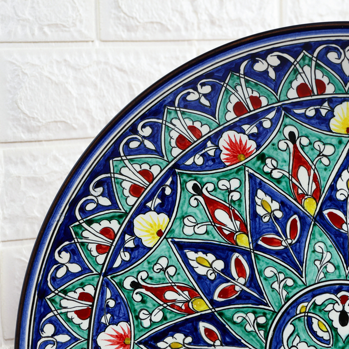 Ляган круглый Риштанская Керамика, 43см, цветной орнамент Ляган круглый Риштанская Керамика, 43см, цветной орнамент