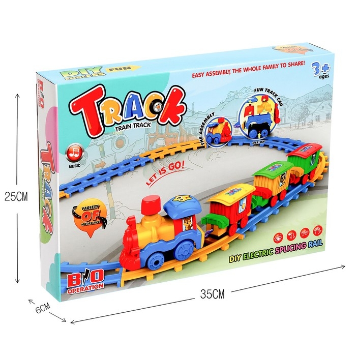 Железная дорога «Весёлый паровозик», звуковые эффекты, работает от батареек Железная дорога «Весёлый паровозик», звуковые эффекты, работает от батареек