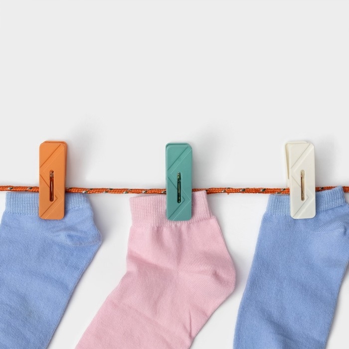 Прищепки бельевые Доляна, 20 шт, верёвка бельевая 13 м, 6,5&times;2,3 см, ширина низа 3,8 см