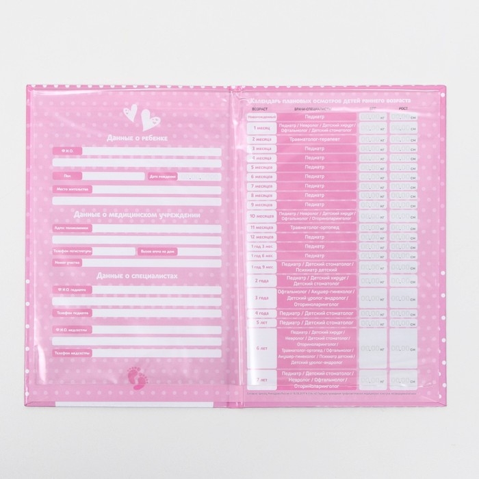 Папка для медицинского полиса "Мишка" для девочки, 17,5 х 11,3 см