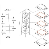 Стеллаж для ванной металлический, белый 40 х 35 х 170 см