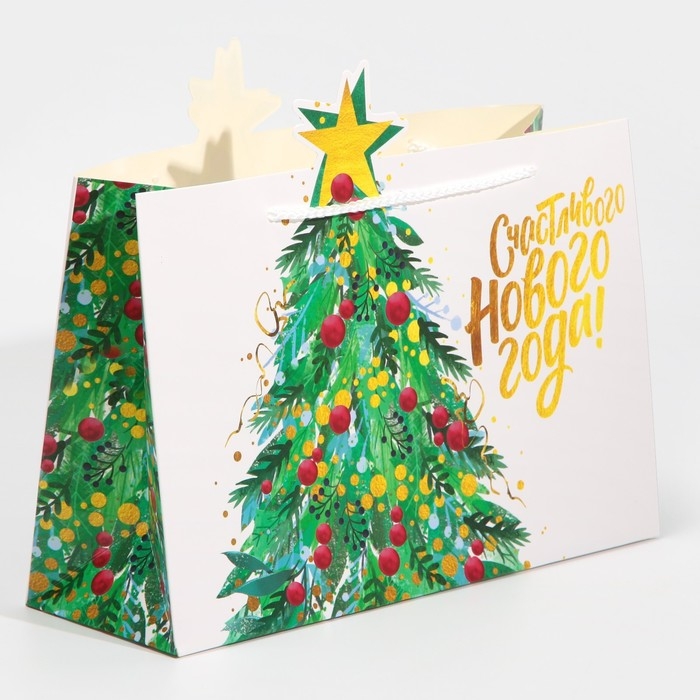 Пакет подарочный новогодний &laquo;Звезда&raquo;, 30 х 23 х 10 см, Новый год