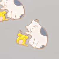 Декор для творчества металл, эмаль "Котик с мышкой" набор 2 шт 3,3х3 см Декор для творчества металл, эмаль "Котик с мышкой" набор 2 шт 3,3х3 см