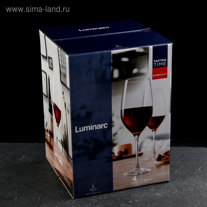 Набор стеклянных бокалов для вина «Время дегустаций. Бордо», 580 мл, 4 шт Набор стеклянных бокалов для вина «Время дегустаций. Бордо», 580 мл, 4 шт