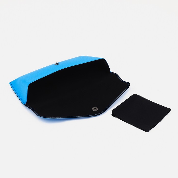 Футляр для очков на кнопке, длина 17 см, цвет голубой Футляр для очков на кнопке, длина 17 см, цвет голубой