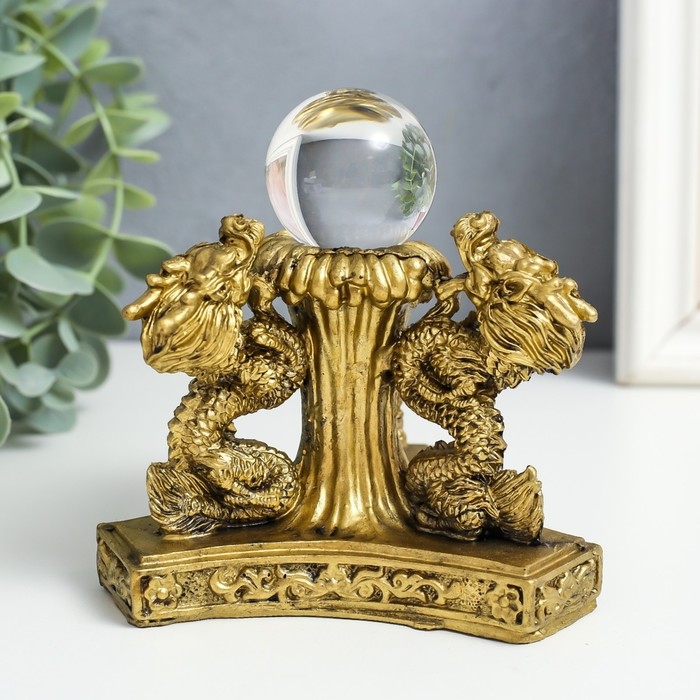 Нэцке полистоун под бронзу Нэцке полистоун под бронзу "3 дракона с шаром" 12х12х11