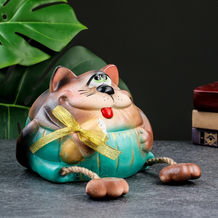 Копилка "Рыжий кот с колбасой" 17см