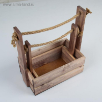 Набор кашпо деревянных 2 в 1 (25.5&times;15&times;30; 20&times;12&times;23 см) "Аром", ручка канат, состаренный дуб