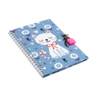 Записная книжка подарочная, 45 листов, линия, на замке, на гребне, Кот белый (17,8х13см) Записная книжка подарочная, 45 листов, линия, на замке, на гребне, Кот белый (17,8х13см)