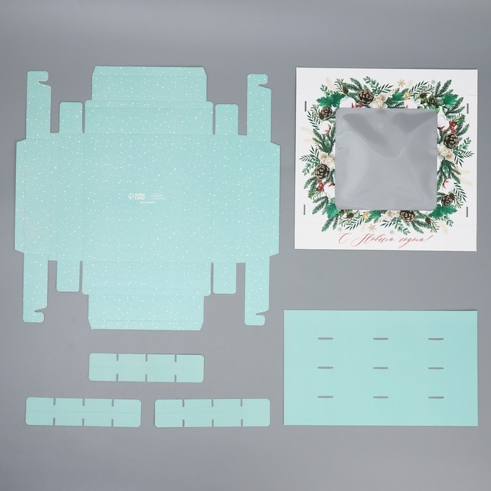 Коробка под 16 конфет &laquo;С Новым годом&raquo;, ботаника, 18.9 х 18.9 х 3.8 см, Новый год