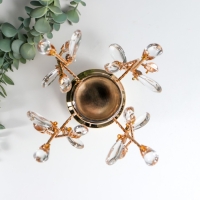 Подсвечник металл на 1 свечу "Веточки с кристаллами. Колонна" золото 25х15х15 см Подсвечник металл на 1 свечу "Веточки с кристаллами. Колонна" золото 25х15х15 см