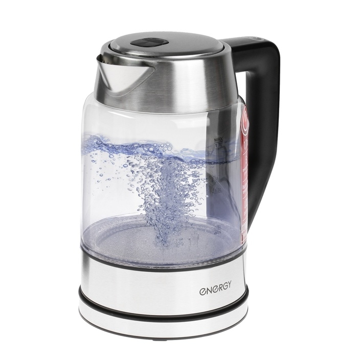Чайник электрический ENERGY E-207Т, стекло, 1.7 л, 2200 Вт, серо-чёрный Чайник электрический ENERGY E-207Т, стекло, 1.7 л, 2200 Вт, серо-чёрный