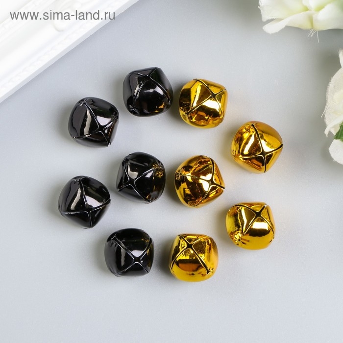 Набор декора для творчества Набор декора для творчества "Колокольчики золотые и чёрные" d=1,8 см набор 10 шт