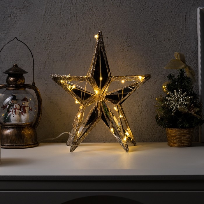 Светодиодная фигура &laquo;Звезда&raquo; 28 см, металл, батарейки АААх3 (не в комплекте), свечение тёплое белое