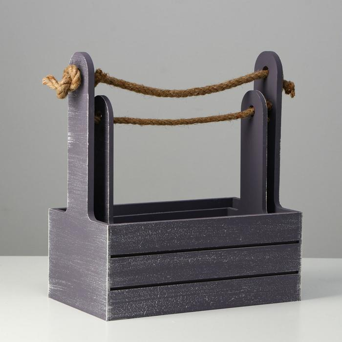 Набор кашпо деревянных 2 в 1 (25.5&times;15&times;30; 20&times;12&times;23) "Прованс", серый графит