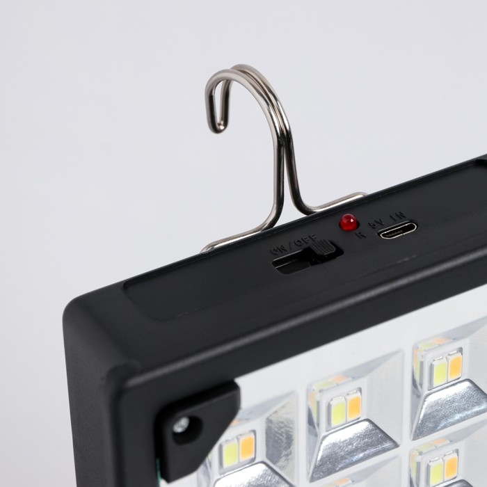 Фонарь кемпинговый аккумуляторный, 20 Вт, 1200 мАч, 32 SMD, 3 режима, солнечная батарея