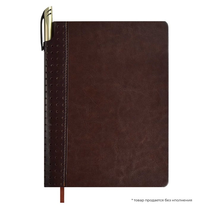 Ежедневник недатированный А5, 160 листов ESCALADA, твердая обложка из искусственной кожи, перфорация, блинтовое тиснение, ляссе, кремовый блок 70г/м2, коричневый