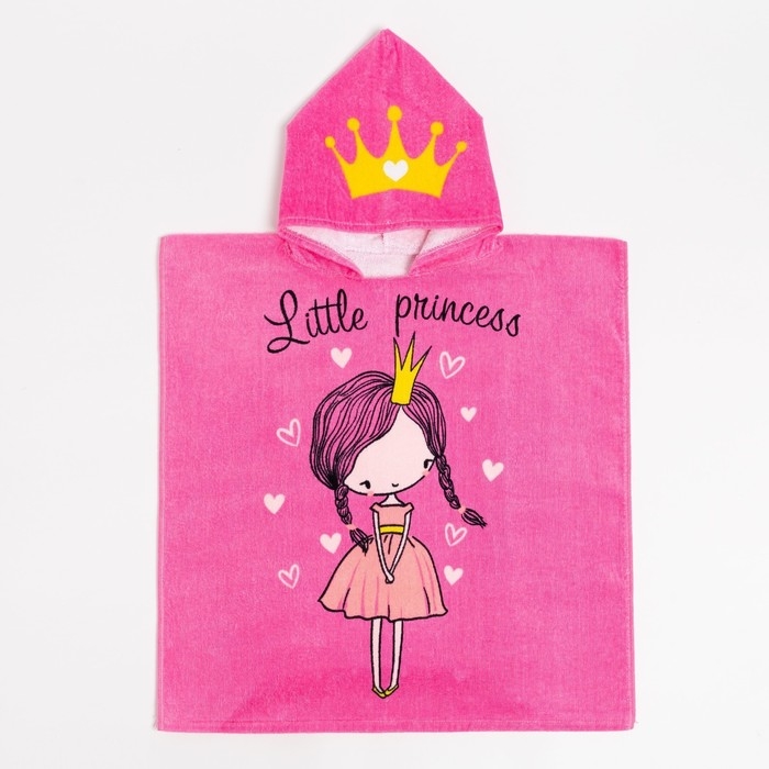 Полотенце-пончо детское махровое Крошка Я Полотенце-пончо детское махровое Крошка Я "Принцесса", 60*120см, 100% хлопок, 300гр/м2