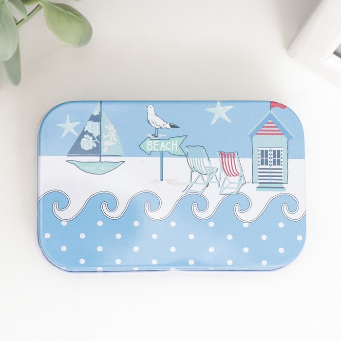 Шкатулка металл прямоугольная Шкатулка металл прямоугольная "Морской бриз" МИКС 5,8х9,5х2,2 см