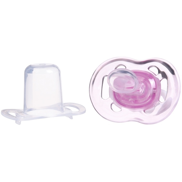 Соска - пустышка силиконовая ортодонтическая, от 6 мес., с колпачком, цвет фиолетовый