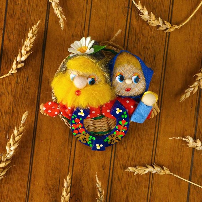 Оберег - панно &laquo;Неразлучники&raquo;, 10х11х3 см, микс