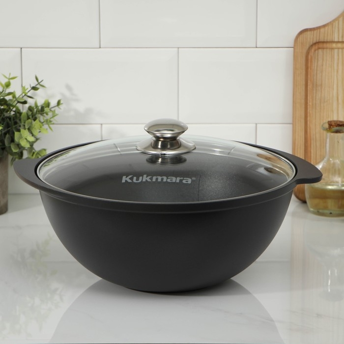 Казан &laquo;Традиция&raquo;, 4,5 л, стеклянная крышка, литые ручки, антипригарное покрытие, цвет чёрный