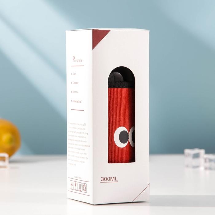 Бутылка для воды стеклянная в чехле &laquo;Глаза&raquo;, 300 мл, h=17,5 см, рисунок МИКС