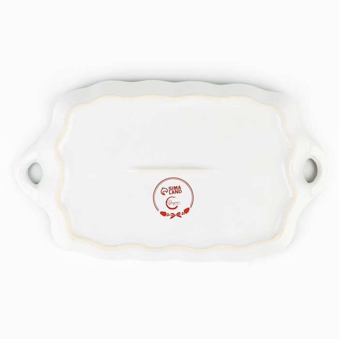 Новый год! Блюдо новогоднее керамическое &laquo;Снегирь&raquo;, 23х13х2.5 см, цвет белый