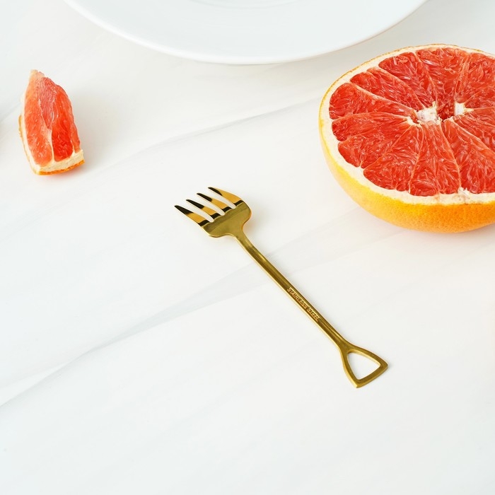 Вилка десертная из нержавеющей стали Magistro &laquo;Грабли&raquo;, длина 12 см, цвет золотой