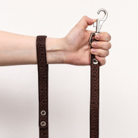 Поводок кожаный однослойный длинный, 2 м х 2 см, коричневый Поводок кожаный однослойный длинный, 2 м х 2 см, коричневый