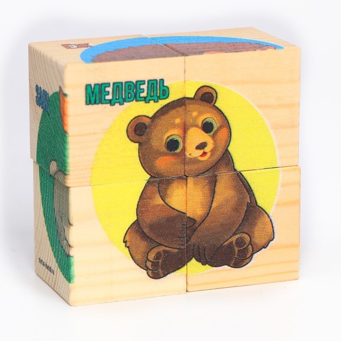 Кубики из натурального дерева &laquo;Лесные жители&raquo;